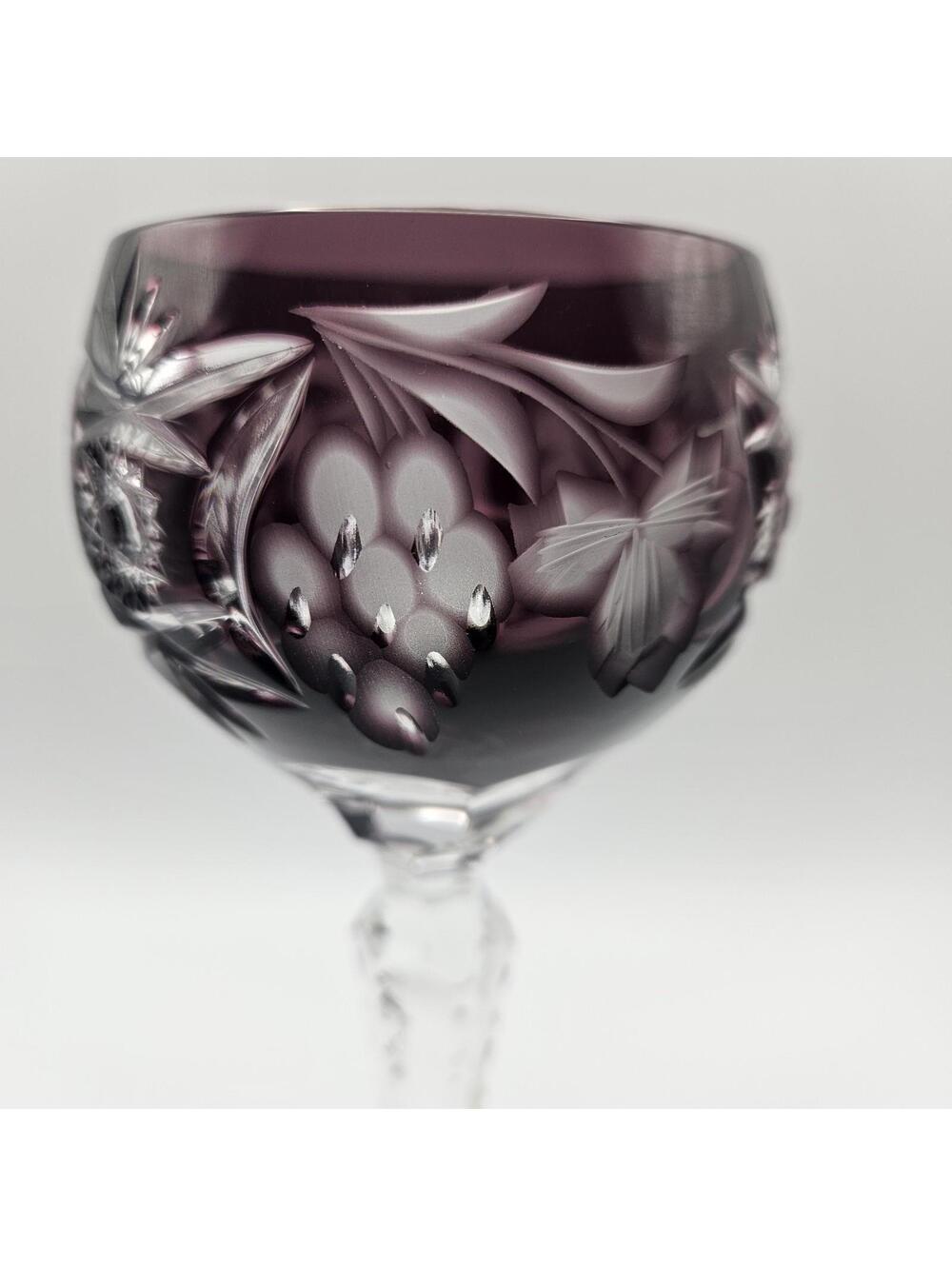 Vntg Nachtmann Traube Cordial Crystal Purple Amethyst Cut To Clear Glass 6 7/8" - Picture 5 of 11